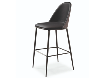 LEA H75 - Leather barstool with back by Midj