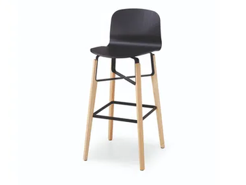 LIÙ H65 / H75 ML - High wooden stool with footrest with back by Midj
