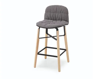 LIÙ H65 / H75 TS - High fabric stool with footrest with back by Midj