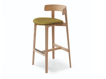 MAYA - High fabric stool with back with integrated cushion by Midj