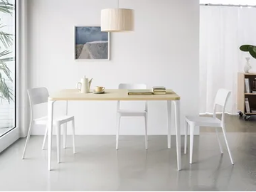 NENÉ - Rectangular wood veneer contract table by Midj