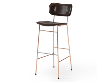 PIUMA H75 M CU - High tanned leather stool with back by Midj
