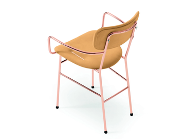 PIUMA P M CU - Leather chair with armrests and metal frame by Midj