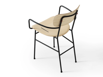 PIUMA P M LG - Wooden chair with metal structure and armrests by Midj
