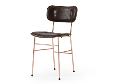 PIUMA S M CU - Leather chair with metal frame by Midj