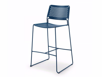 SLIM H65 IN - High steel garden stool with back by Midj