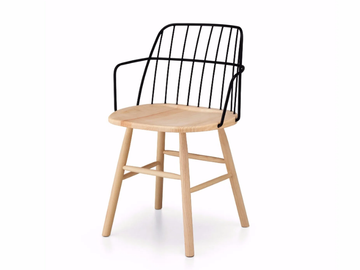 STRIKE P - Steel and wood chair with armrests by Midj