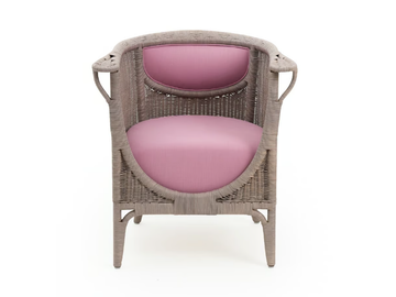 ANGELINA - Woven wicker easy chair with armrests by Mila Maurizi