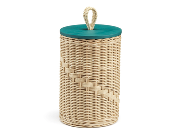GOCCIA - Cylindrical wicker container with wooden lid by Mila Maurizi