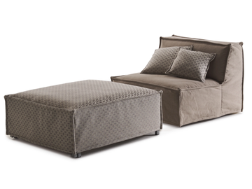 TOMMY - Upholstered fabric pouf with removable lining by Milano Bedding