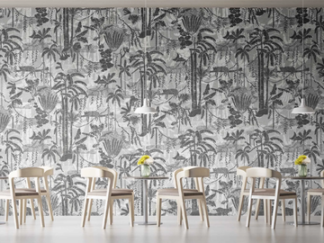 BLACK&WHITE - Panoramic wallpaper with floral pattern by MILLE997