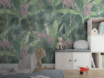 MONKEY - Tropical nonwoven kids wallpaper by MILLE997