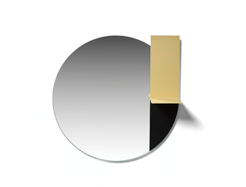 BAND 35 - Round metal mirror with shelf by Miloox