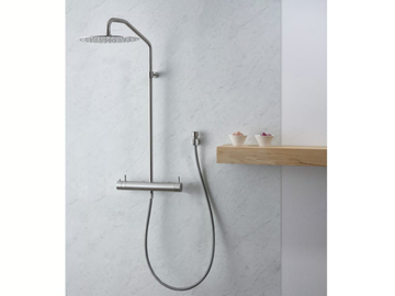 CORSIVO 11TH22-55100-0200-G6F - Wall-mounted thermostatic stainless steel shower panel with hand shower by MINA