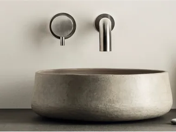 DIMENSIONE74 5152-6234 - 2 hole wall-mounted stainless steel washbasin mixer with aerator by MINA