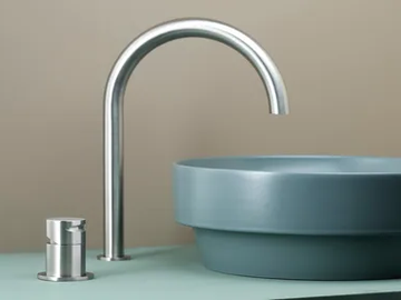 GIOTTO G2610+7090 - 2 hole countertop single handle stainless steel washbasin mixer by MINA