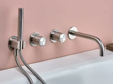 SYNTH 4490+0426+0700+G20 - Wall-mounted stainless steel bathtub set by MINA