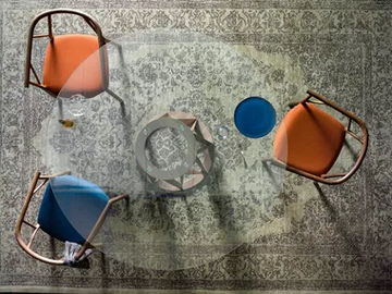 ACCO - Round wood and glass table by Miniforms