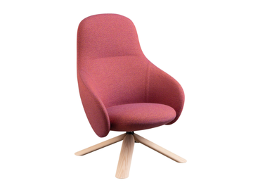 NEBULA LOUNGE WOOD - Trestle-based fabric armchair with armrests and wooden base by Miniforms