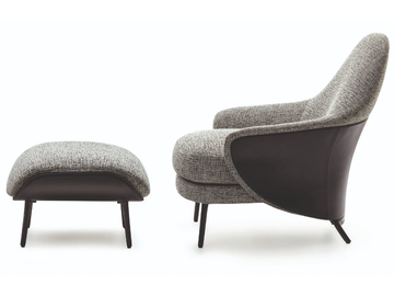 ANGIE - Fabric armchair with footstool by Minotti