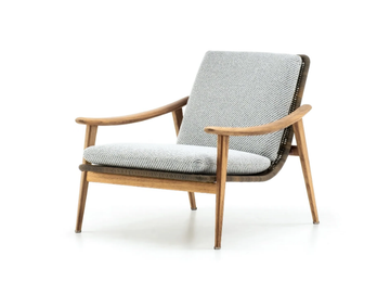 FYNN OUTDOOR - Outdoor armchair in teak with armrests by Minotti