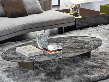 LINHA - Low oval marble coffee table by Minotti