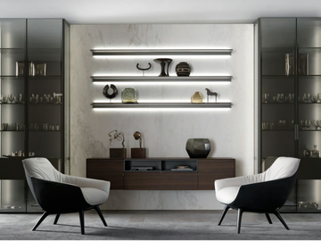 CROSSING - Sectional storage wall with integrated lighting by MisuraEmme