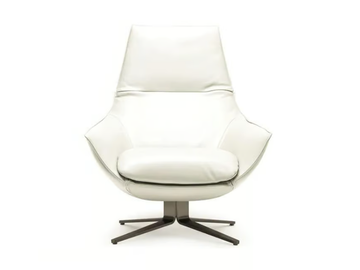 ERMES - Swivel leather armchair with armrests by MisuraEmme