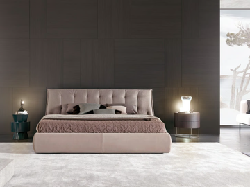 SUMO - Fabric and leather bed with tufted headboard by MisuraEmme