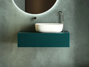 BLOCK H.24 - Wall-mounted wooden vanity unit with doors by Moab