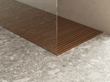 DOOR TEAK STRIPES - Shower platform in teak slats by Moab