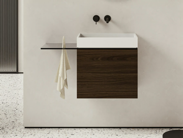 P30 - Wall-mounted wooden vanity unit with doors by Moab