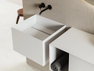 ZERO20 - Wall-mounted rectangular metal washbasin by Moab