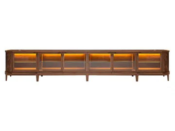 MANHATTAN - Low wood and glass TV cabinet by Mobi