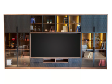 RITMO - Wood and glass TV wall system by Mobi