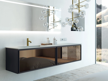 ART 2 - Wall-mounted glass vanity unit by Mobilcrab