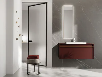 LINE 5 - Wall-mounted HPL vanity unit with drawers by Mobilcrab