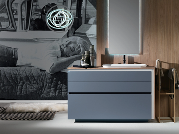 LINK 4 - Floor-standing HPL vanity unit with drawers by Mobilcrab
