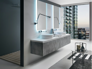 LINK 5 - Double wall-mounted HPL vanity unit with drawers by Mobilcrab
