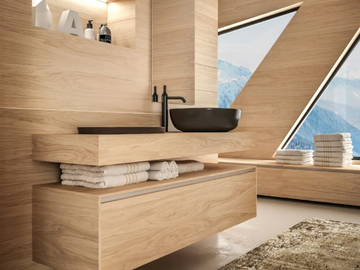 PIANI 8 - HPL washbasin countertop / vanity unit by Mobilcrab