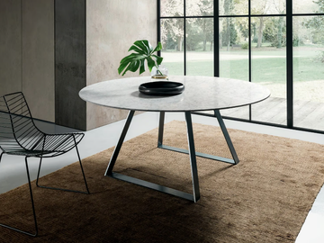 BLADE - Round porcelain stoneware dining table by MODULNOVA