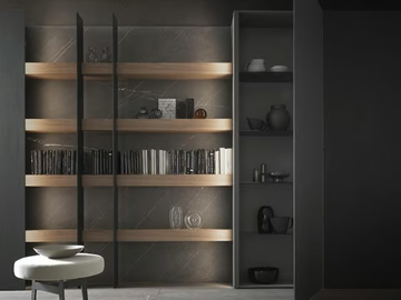 BRERA - Wooden bookcase with built-in lights by MODULNOVA