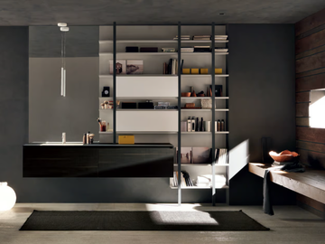 MH6 - Single wall-mounted aluminium vanity unit with integrated washbasin by MODULNOVA
