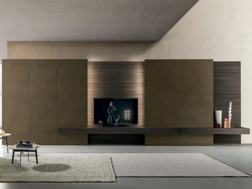 MH6 - Wall-mounted aluminium TV wall system by MODULNOVA
