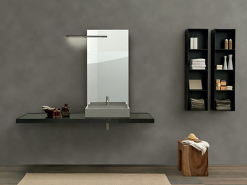 SURF - Single glass and iron vanity unit with integrated washbasin by MODULNOVA