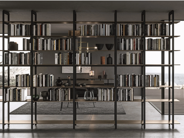 UNLIMITED - Open floor-ceiling mounted bookcase by MODULNOVA