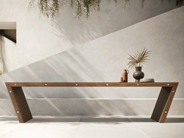 XY - Rectangular solid wood garden table by MODULNOVA