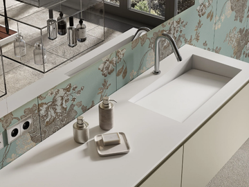 CAPRI - Solid Surface washbasin with integrated countertop by MOMA Design
