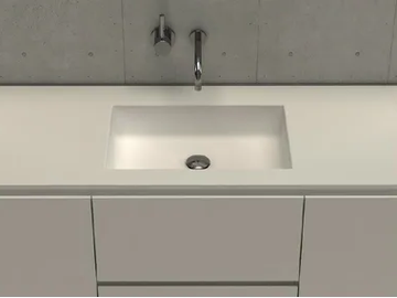 MODUL DESK 50 - Rectangular single washbasin with integrated countertop by MOMA Design