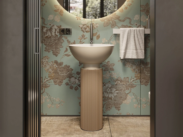 TOWER LAMP - Freestanding round Solid Surface washbasin by MOMA Design